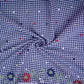 Navy Blue Checks embroidery Cotton Fabric MJF-31316
