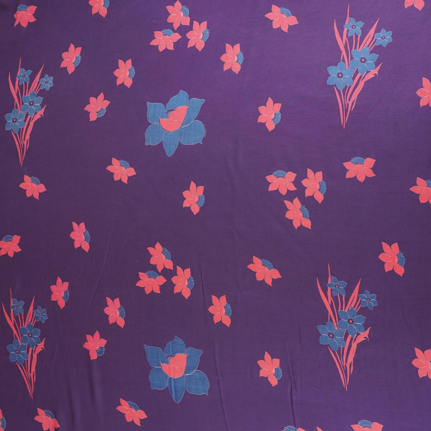 Purple Floral Print Modal Satin SN-29523