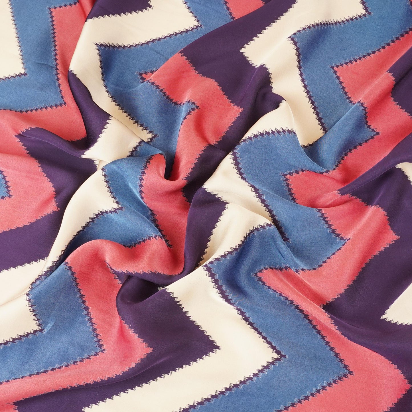 Wine with Multicolor Chervon Print Modal Satin SN-29508