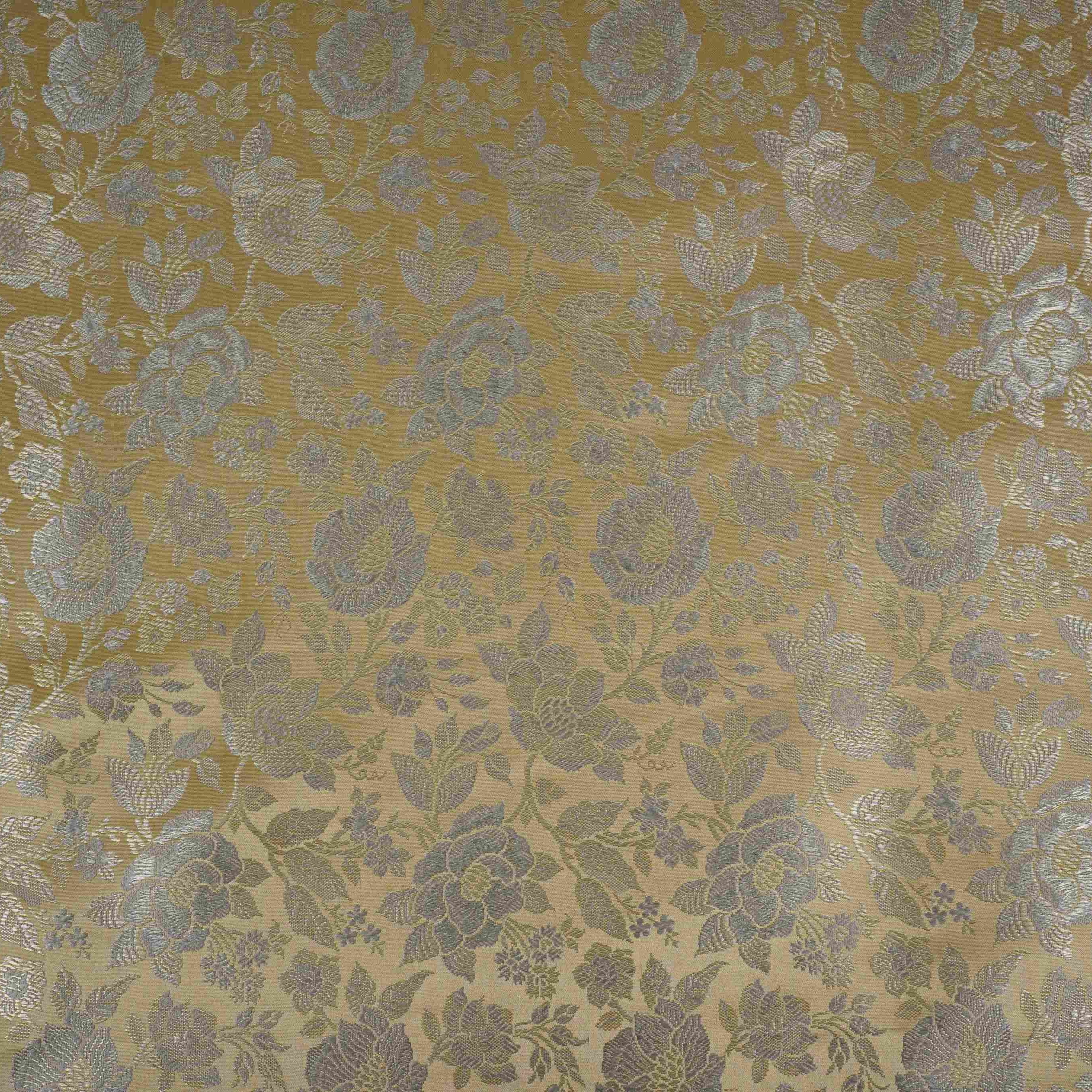 Cream Jamawar Resham Zari Dohra Brocade Fabric HMSS-32740