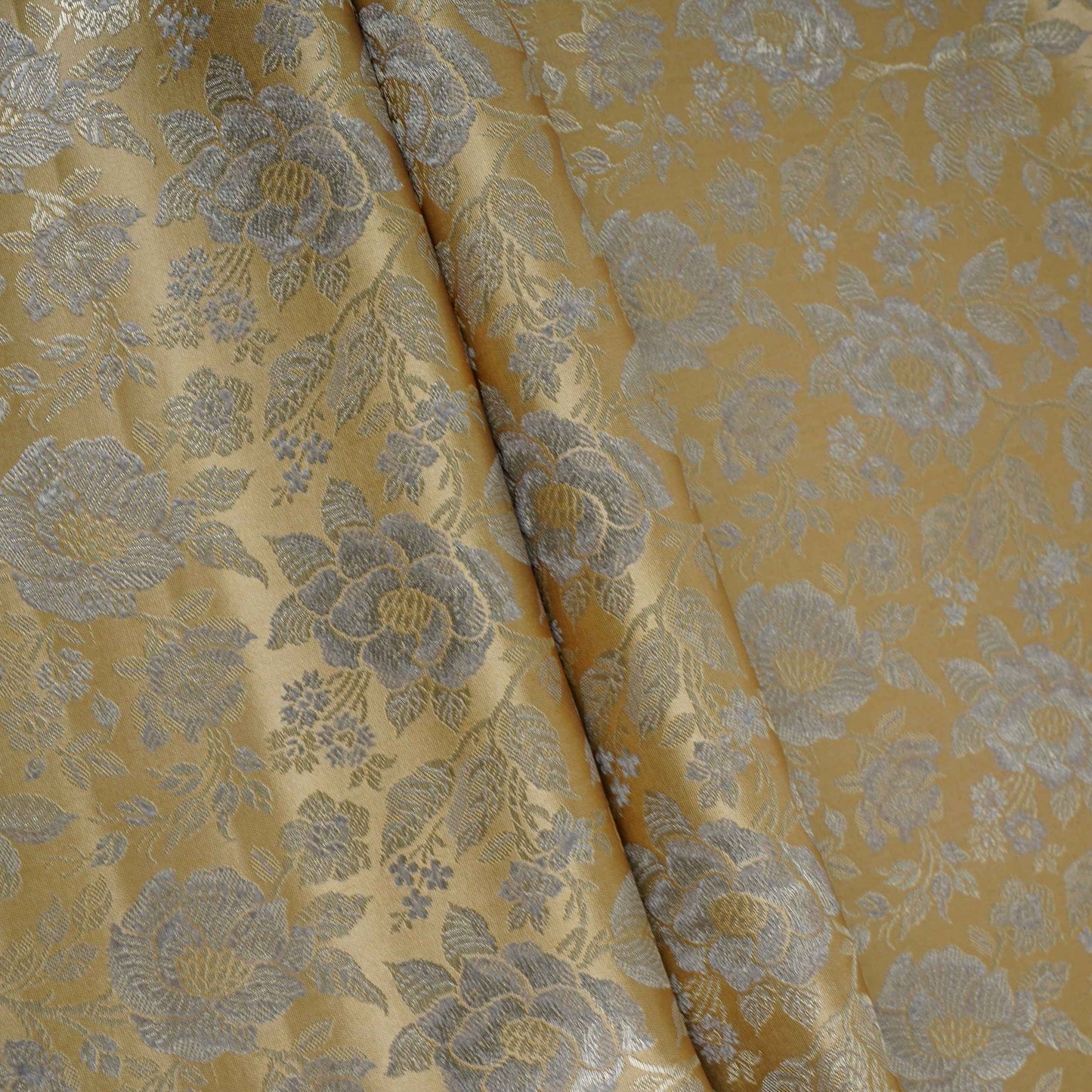Cream Jamawar Resham Zari Dohra Brocade Fabric HMSS-32740