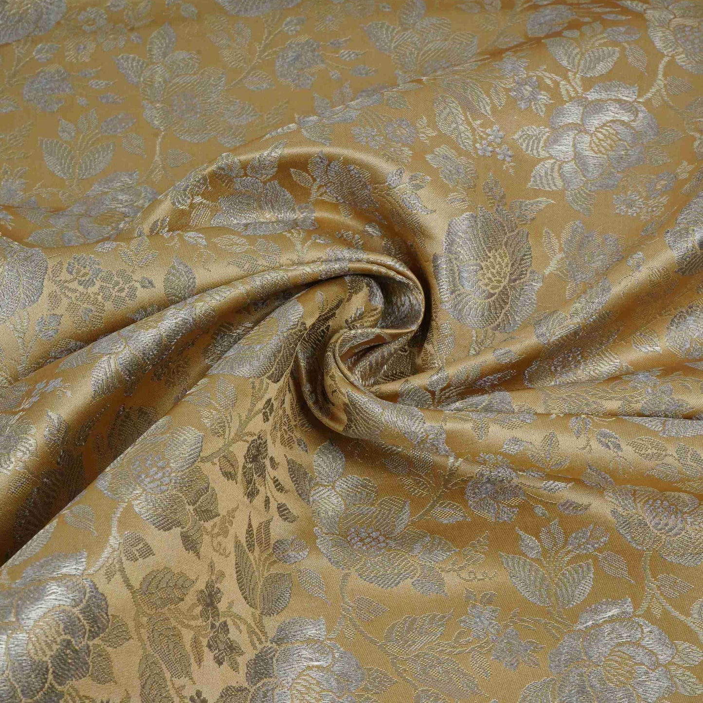 Cream Jamawar Resham Zari Dohra Brocade Fabric HMSS-32740