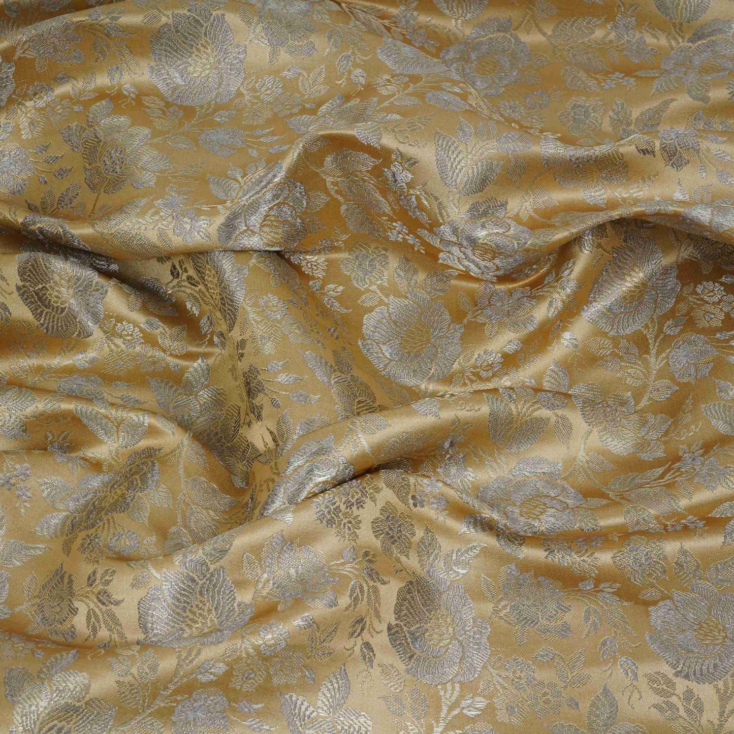 Cream Jamawar Resham Zari Dohra Brocade Fabric HMSS-32740
