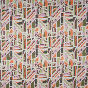 Off White Abstract Print Cotton Linen Fabric 21031