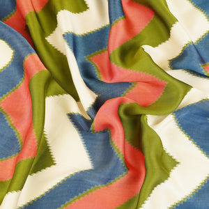 Green with Multicolor Chervon Print Modal Satin SN-29505 - TradeUNO