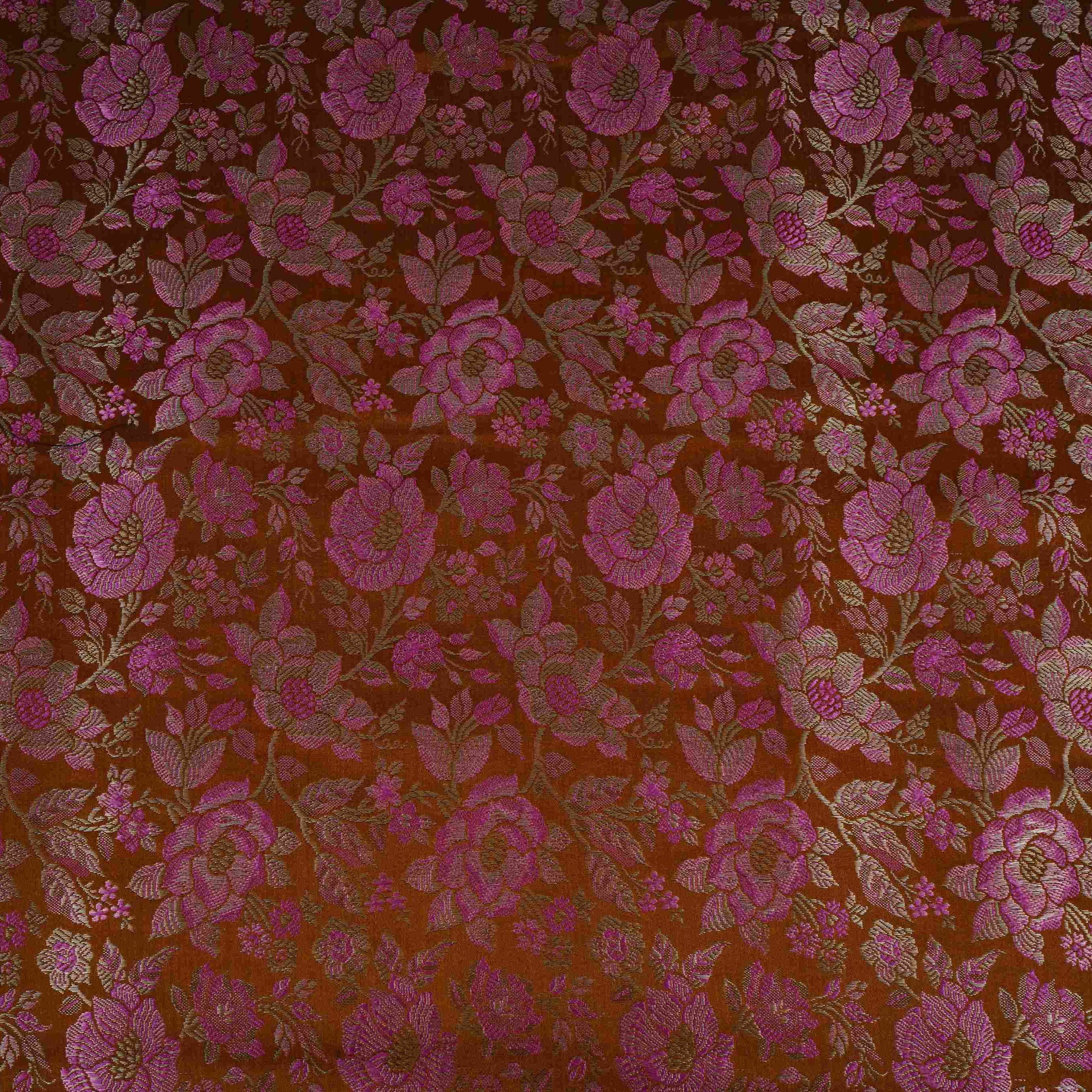Mehendi Green Jamawar Resham Zari Dohra Brocade Fabric HMSS-32739