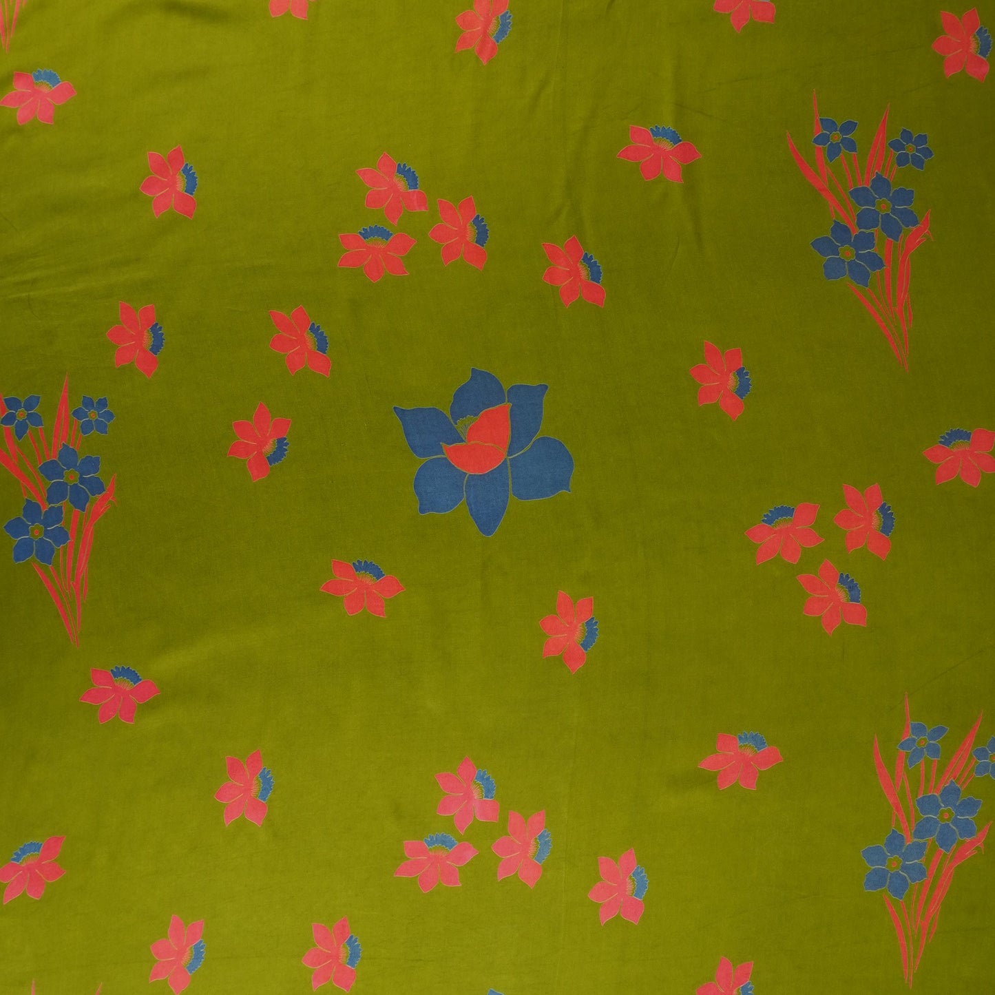 Parrot Green Floral Print Modal Satin SN-29525
