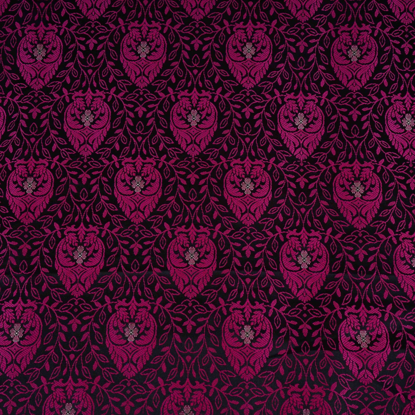 Black Zari Booti Tanchoi Silk Fabric HMSS-32752