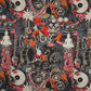 Black Abstarct Print Cotton Linen Fabric 21026