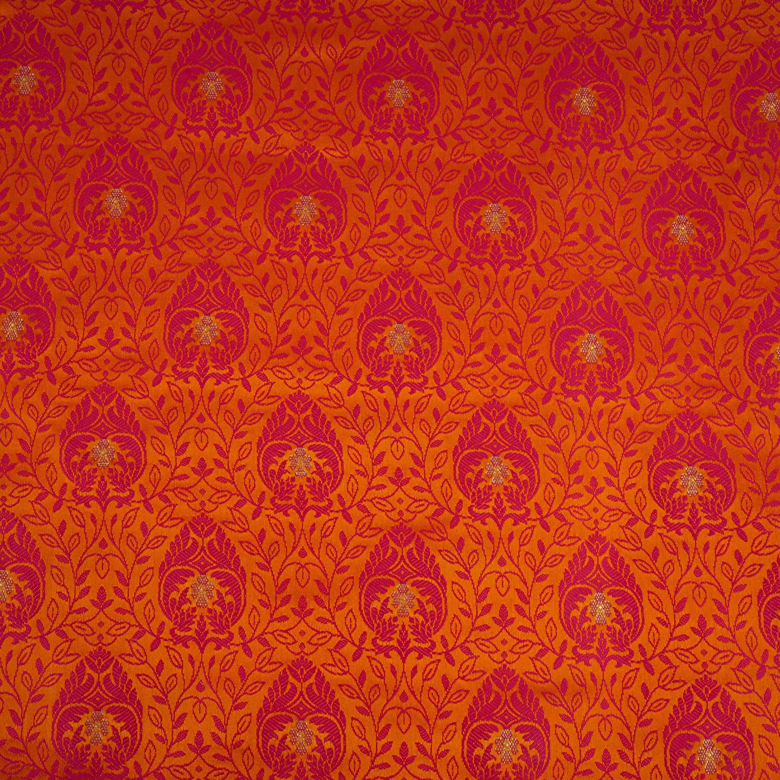 Mustard Zari Booti Tanchoi Silk Fabric HMSS-32751