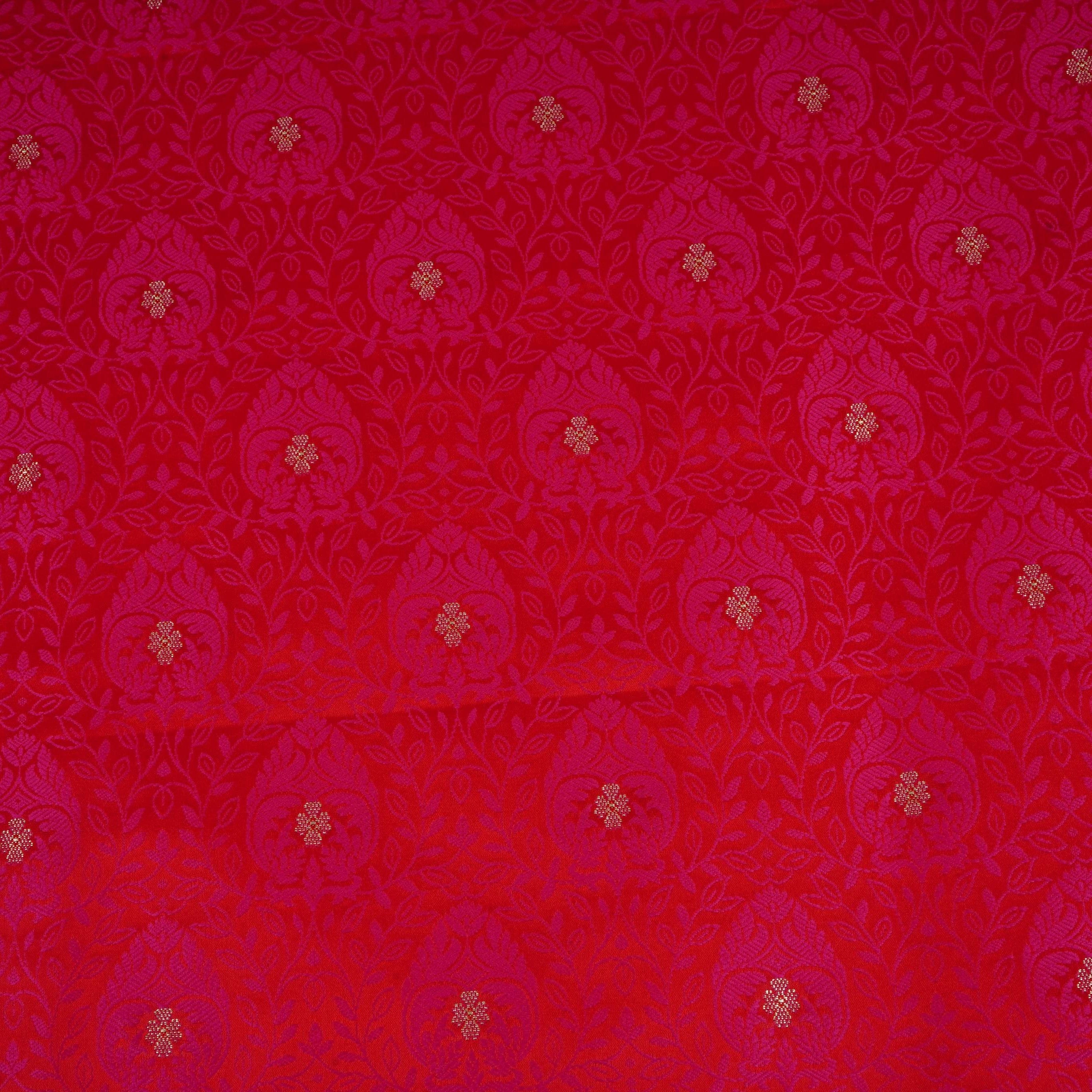 Red Zari Booti Tanchoi Silk Fabric HMSS-32750
