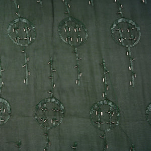 Dark Green Cutdana Sequins Embroidery Organza Fabric 21022