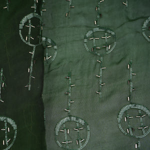 Dark Green Cutdana Sequins Embroidery Organza Fabric 21022