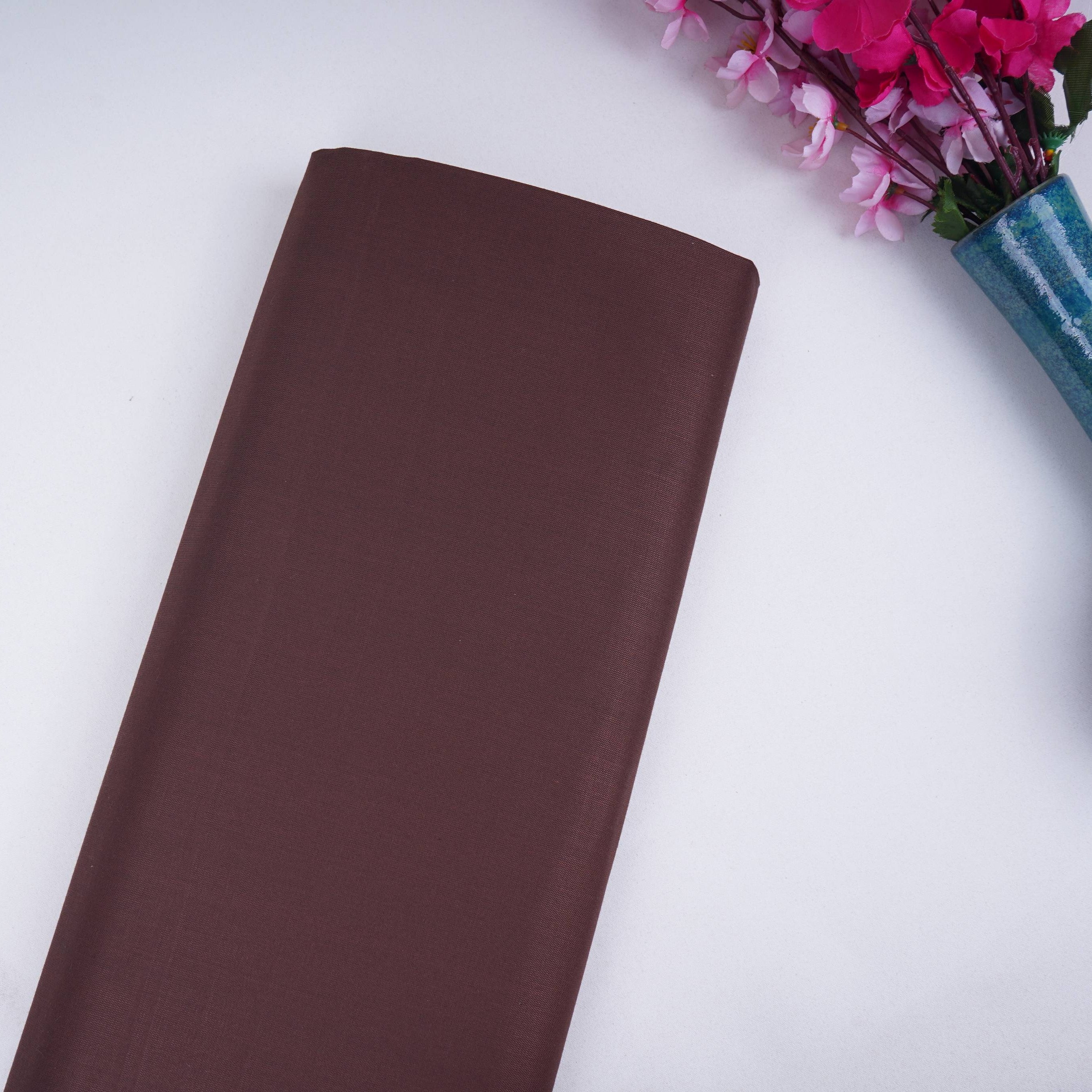 Dark Brown Solid Suiting Fabric ASMI-31277 - TradeUNO