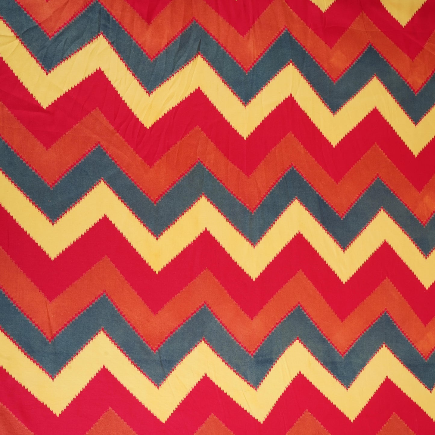 Yellow with Multicolor Chervon Print Modal Satin SN-29509