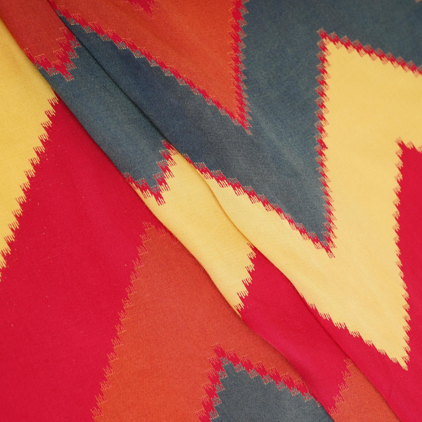 Yellow with Multicolor Chervon Print Modal Satin SN-29509