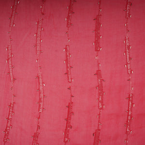 Red Cutdana Sequins Embroidery Organza Fabric 21014