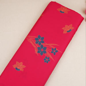 Magenta Pink Floral Print Modal Satin SN-29526 - TradeUNO