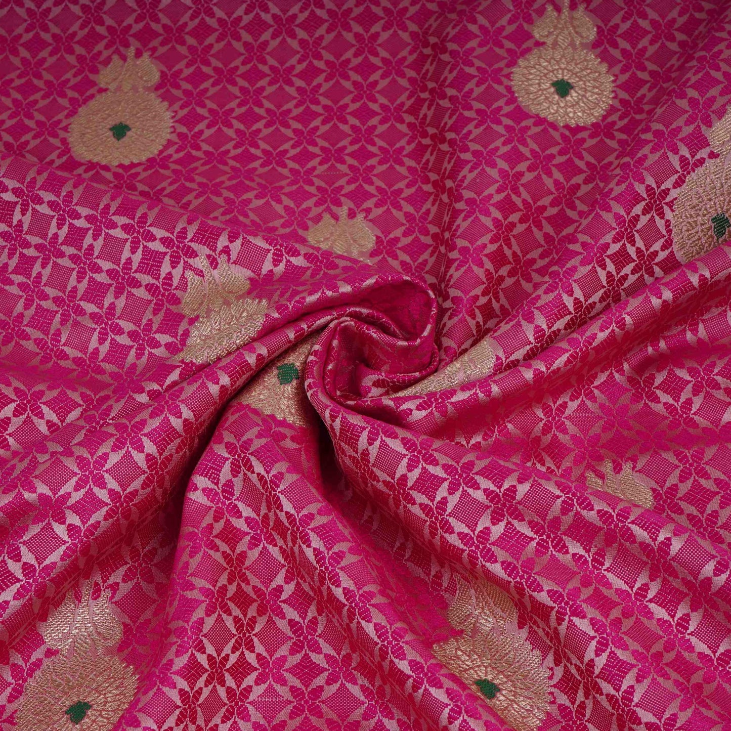 Pink Zari Meena Boota Tanchoi Silk Fabric HMSS-32748