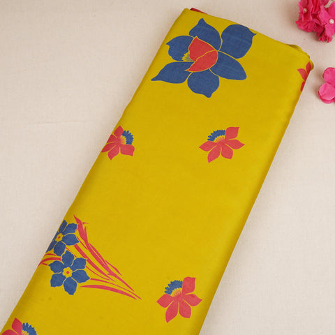 Mustard Floral Print Modal Satin SN-29527