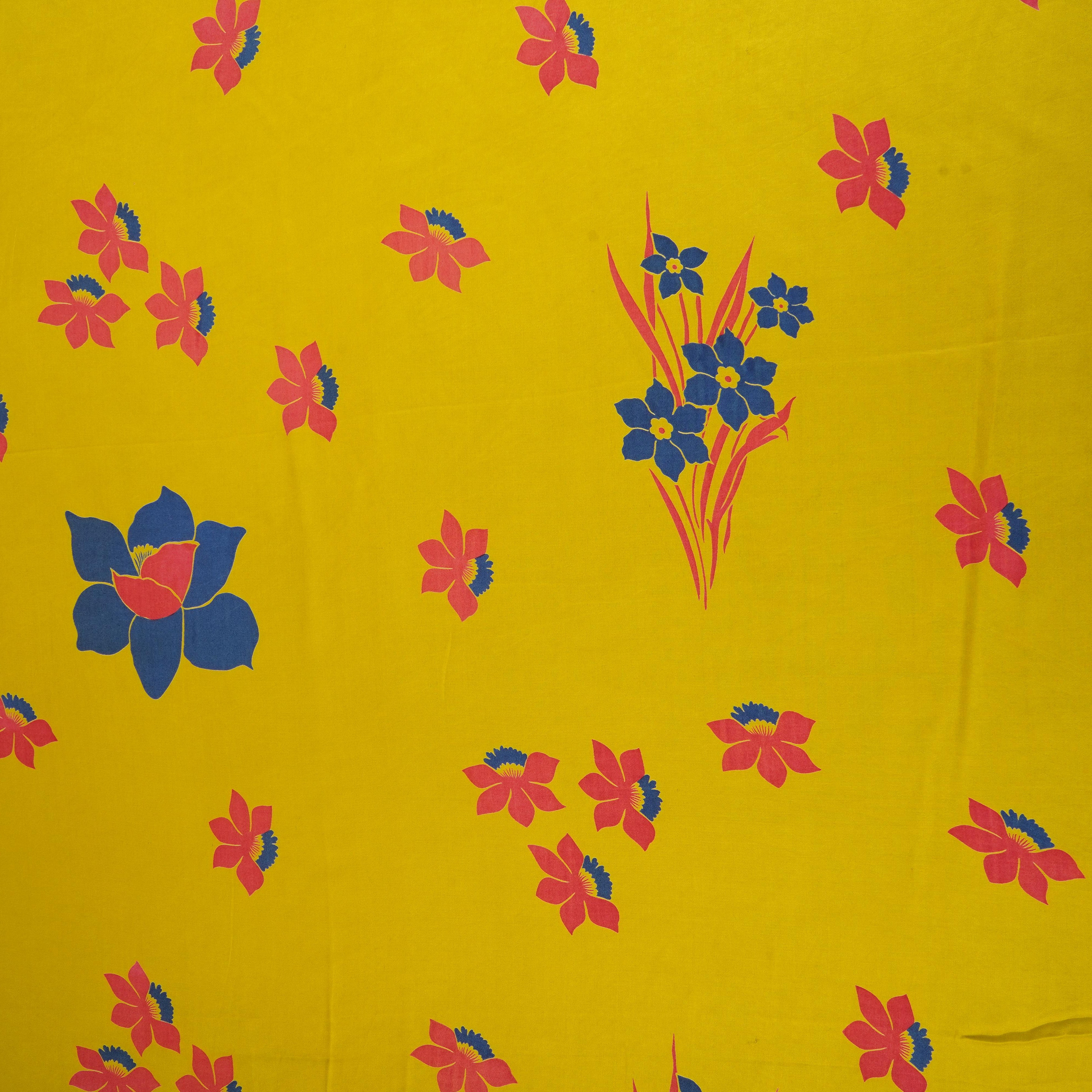 Mustard Floral Print Modal Satin SN-29527 - TradeUNO