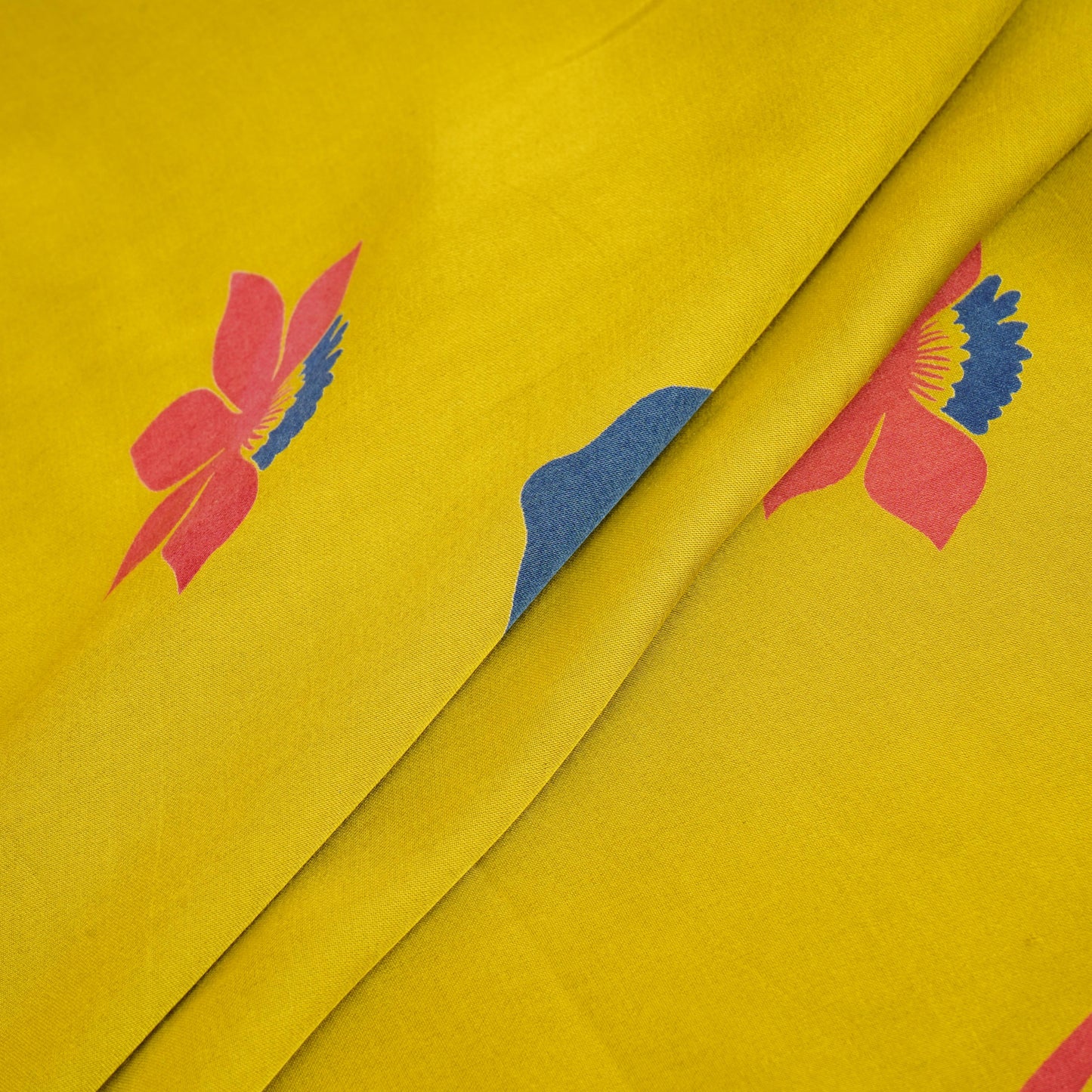 Mustard Floral Print Modal Satin SN-29527