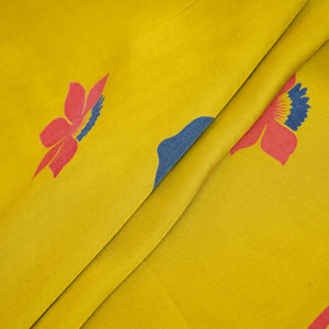 Mustard Floral Print Modal Satin SN-29527 - TradeUNO