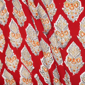 Red floral print Modal Satin Fabric AFI-29541 - TradeUNO
