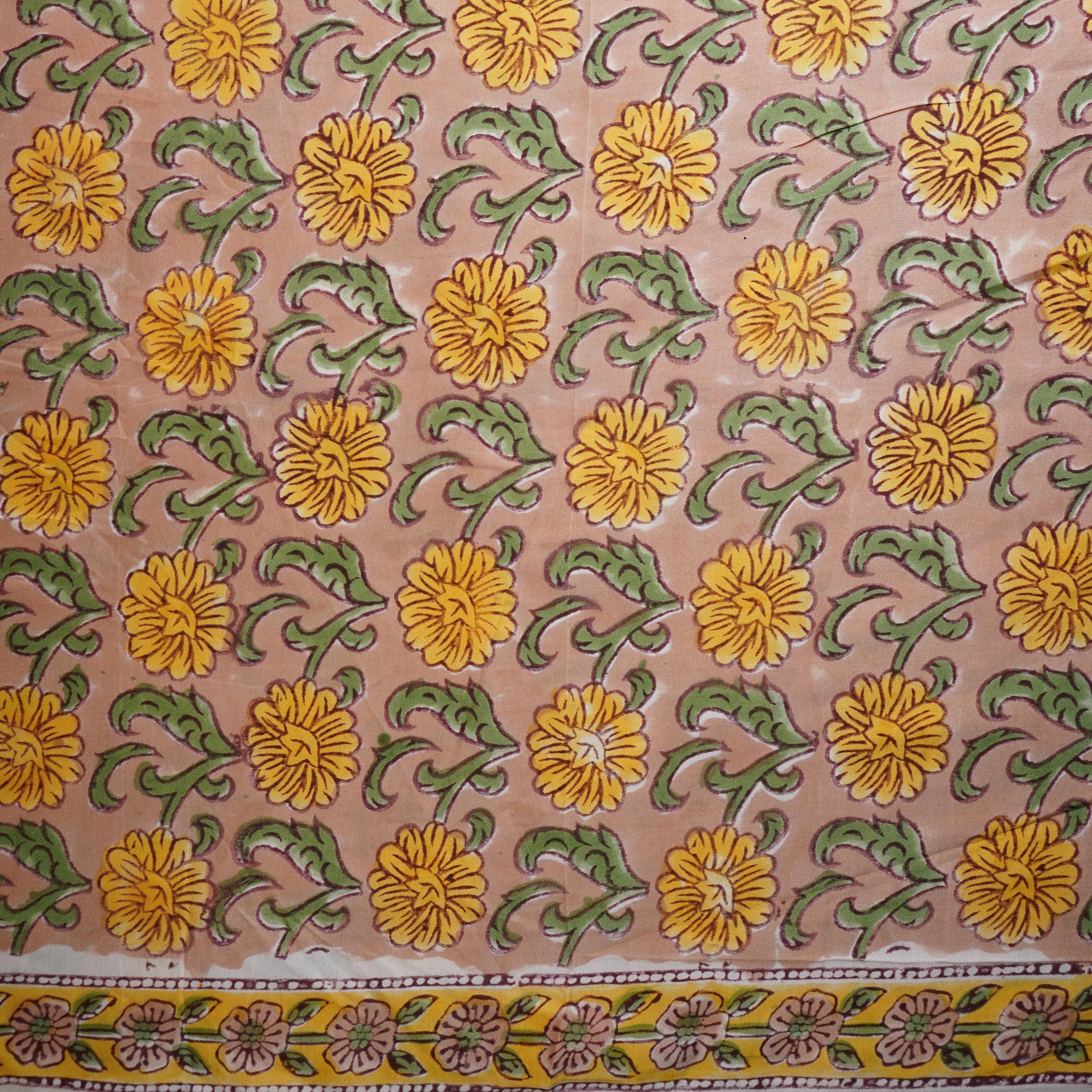 Yellow floral print Modal Satin Fabric AFI-29544 - TradeUNO