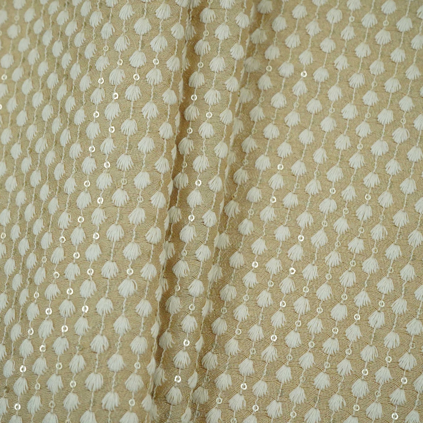 Light Beige thread embroidery Mysor Silk Fabric VI-30995