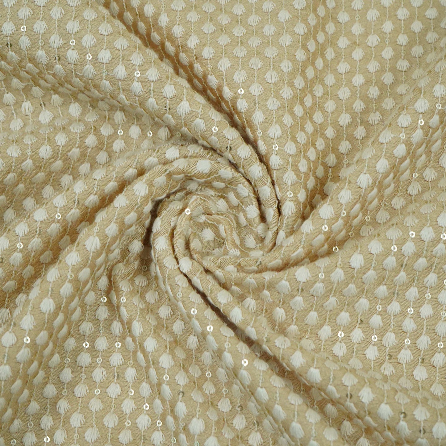 Light Beige thread embroidery Mysor Silk Fabric VI-30995