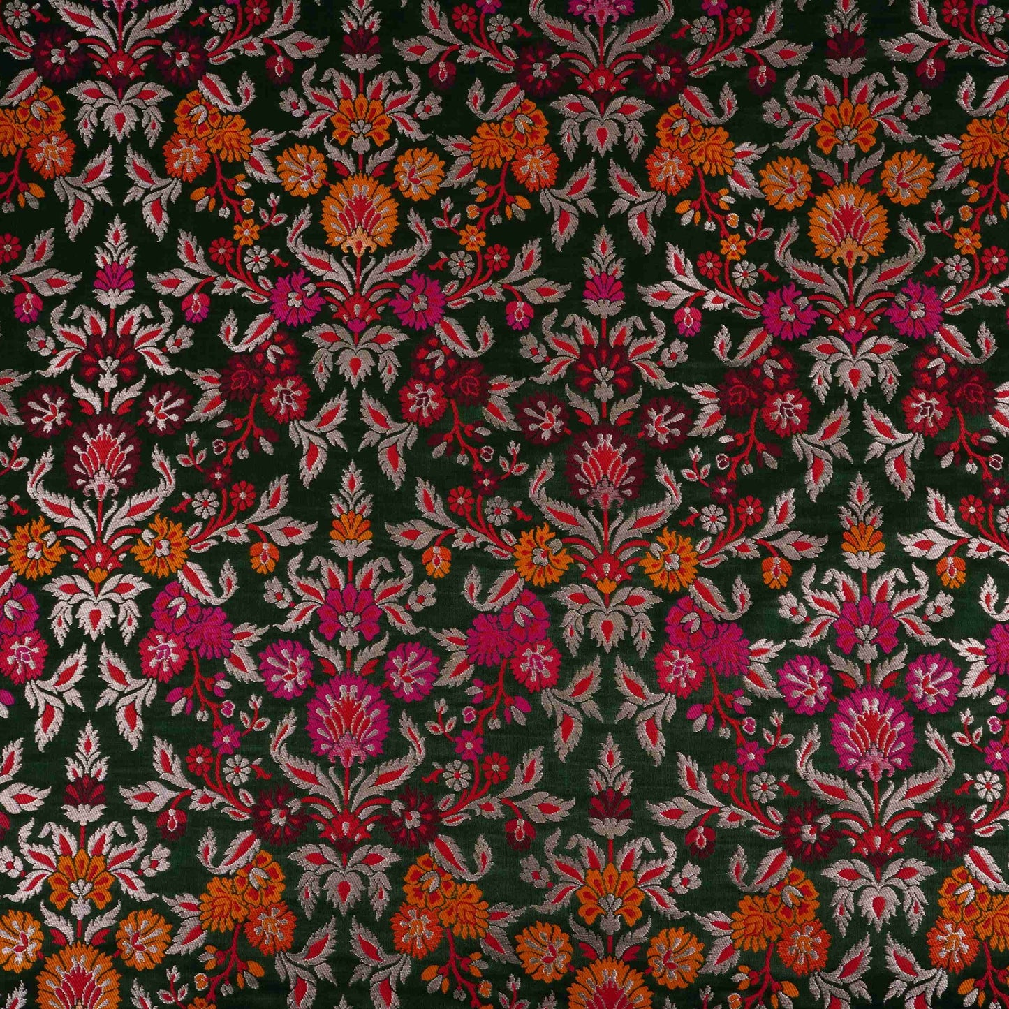 Bottle Green Kimkhab Brocade Fabric HMSS-32783