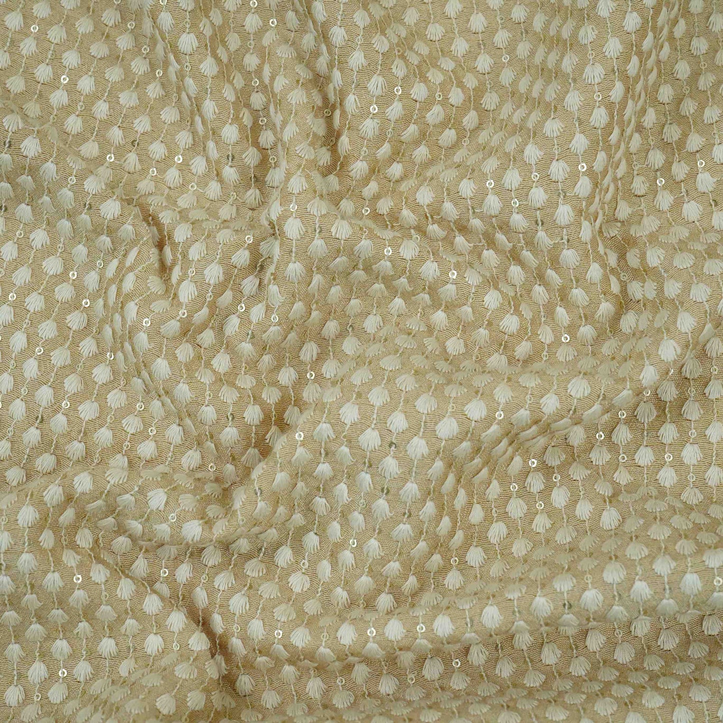 Light Beige thread embroidery Mysor Silk Fabric VI-30995