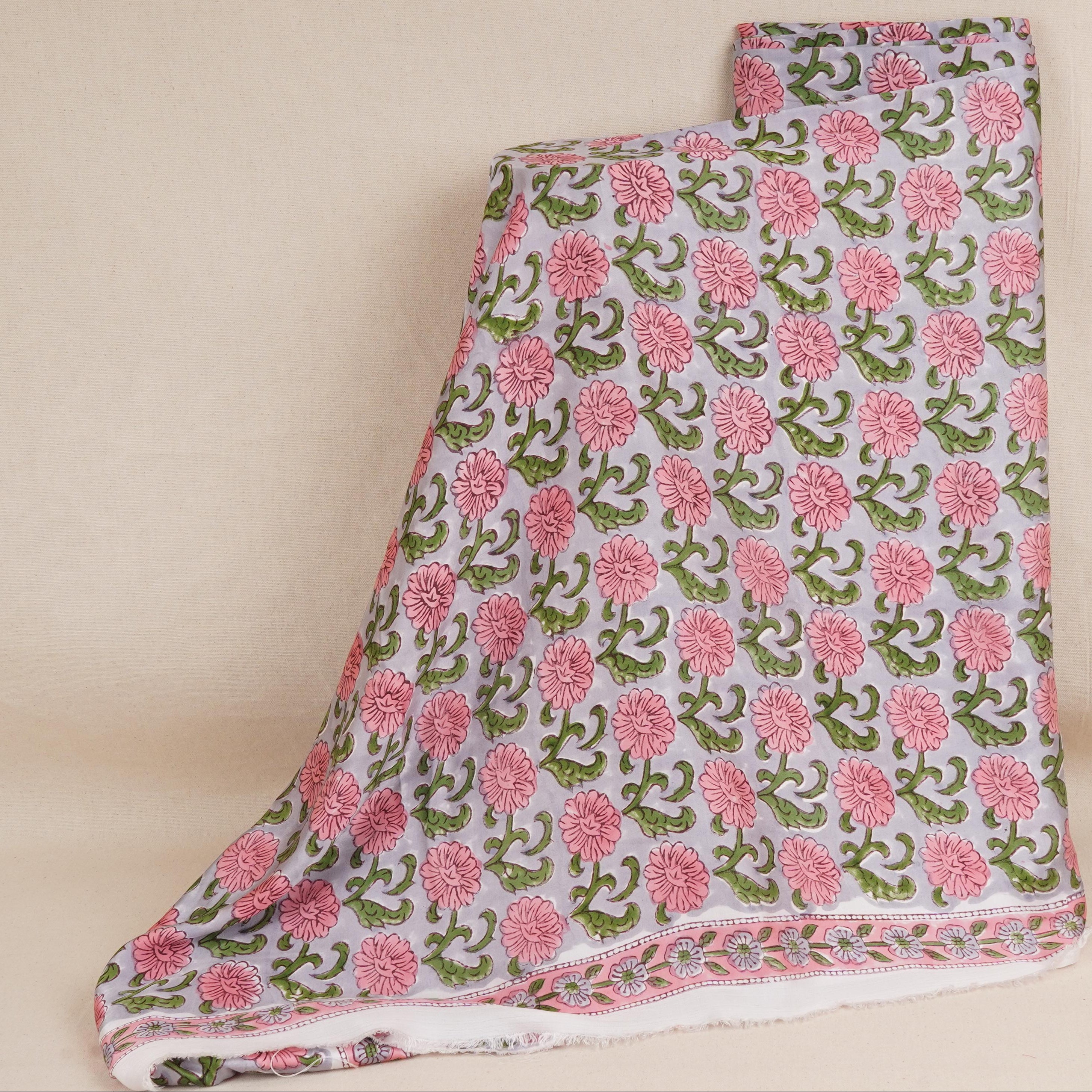 Lavender floral print Modal Satin Fabric AFI-29542 - TradeUNO