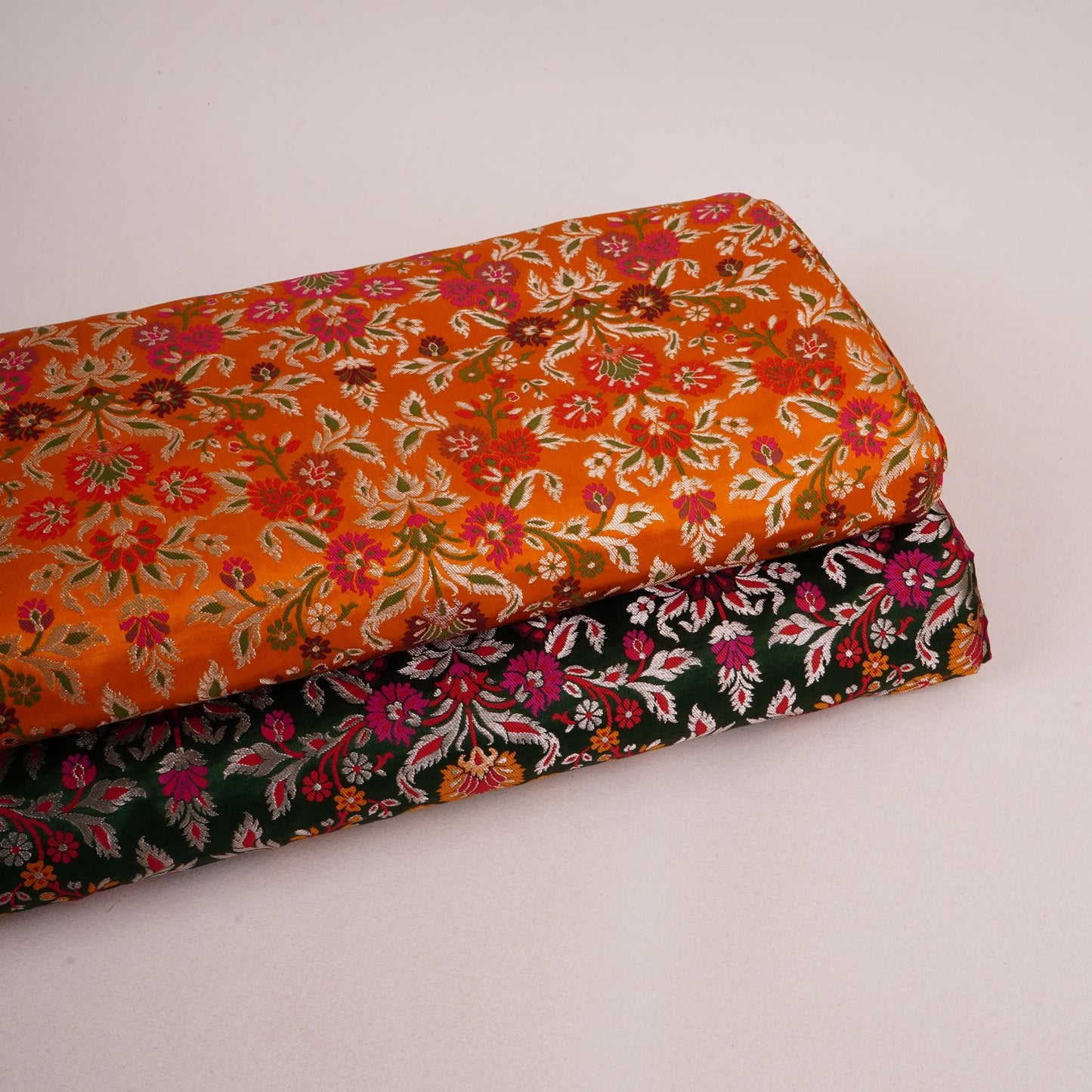 Bottle Green Kimkhab Brocade Fabric HMSS-32783