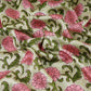 Olive Green Floral print Modal Satin Fabric AFI-29540