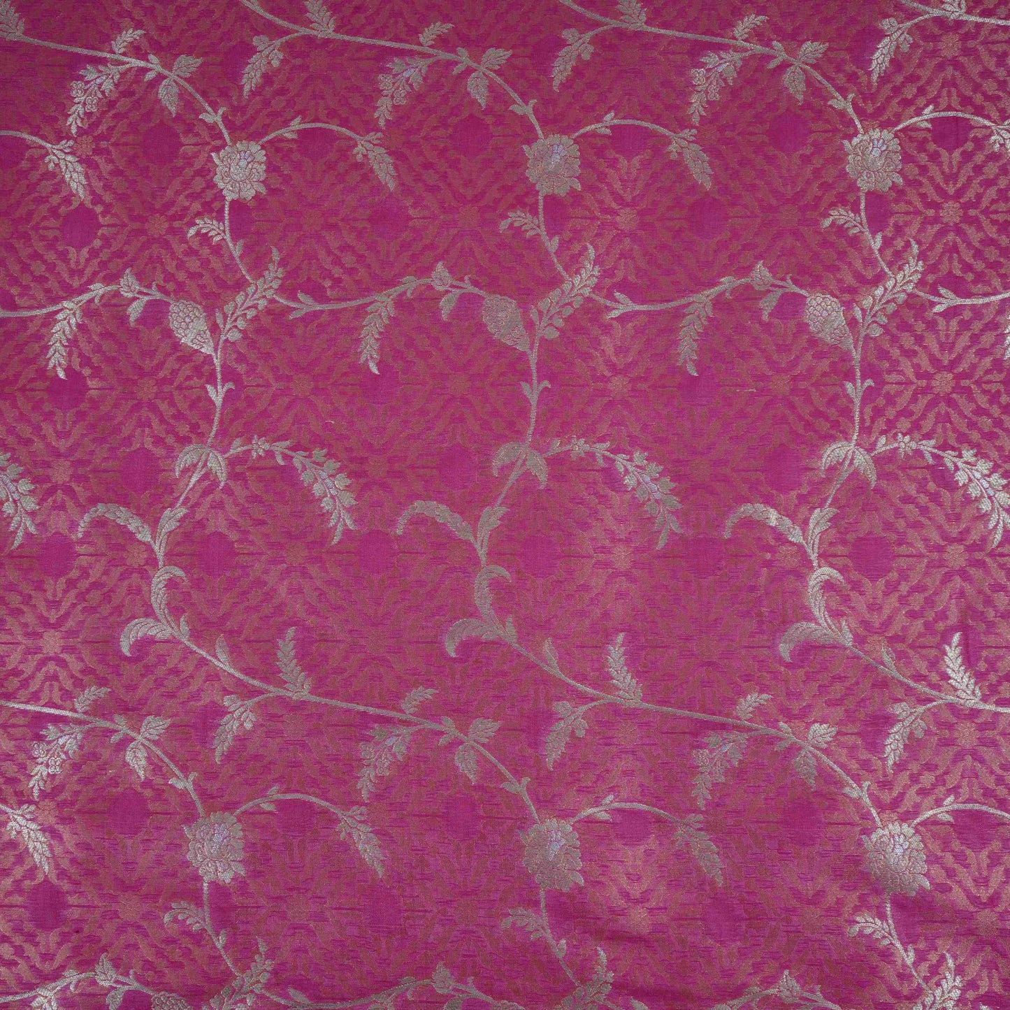 Magenta Alfi Zari silver Meena Alfi Brocade Fabric HMSS-32736
