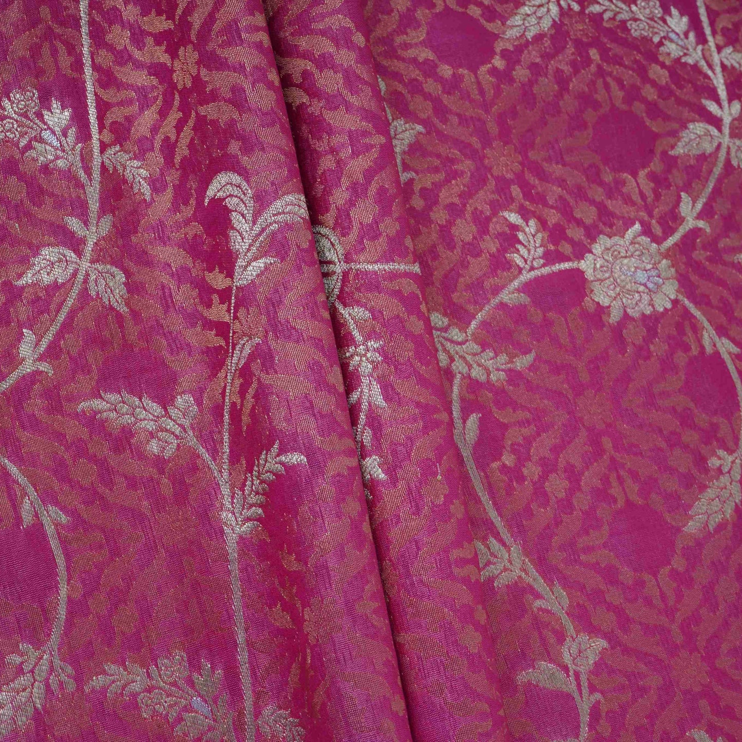 Magenta Alfi Zari silver Meena Alfi Brocade Fabric HMSS-32736