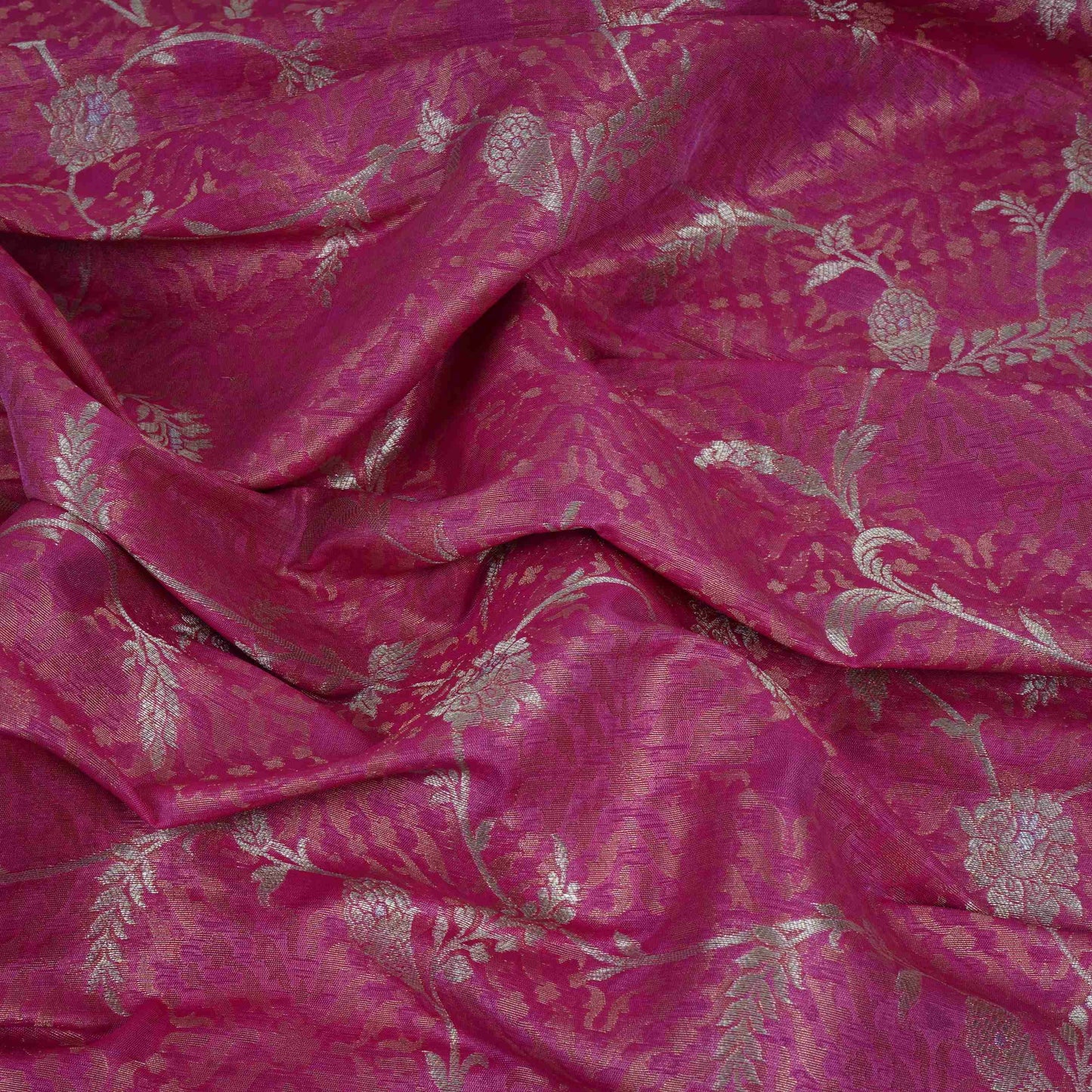 Magenta Alfi Zari silver Meena Alfi Brocade Fabric HMSS-32736
