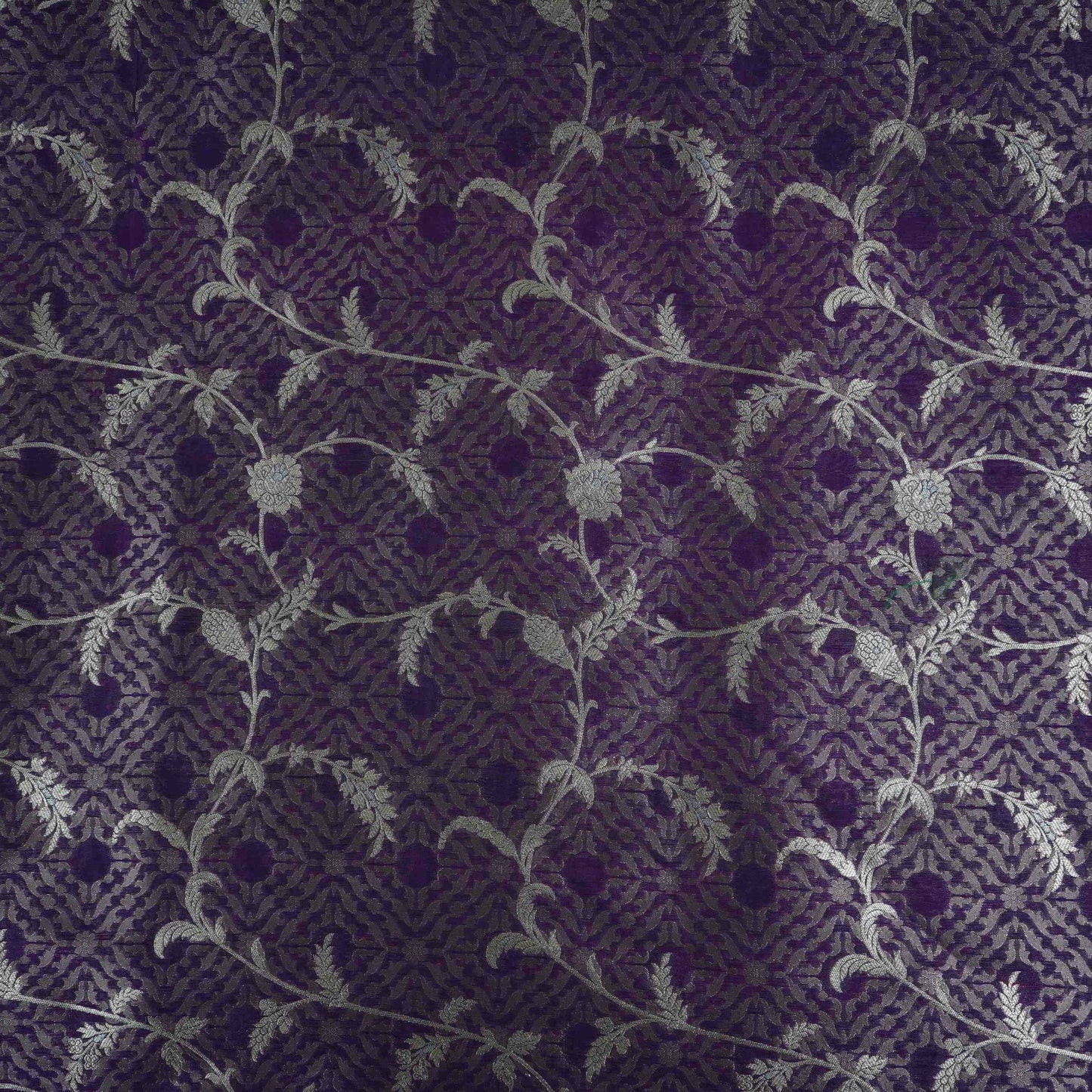 Purple Alfi Zari silver Meena Alfi Brocade Fabric HMSS-32735