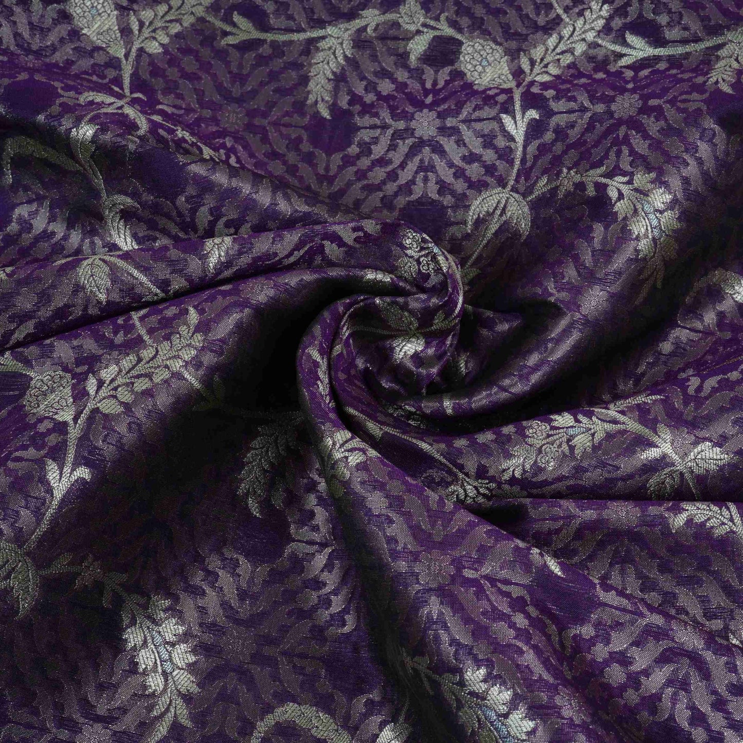 Purple Alfi Zari silver Meena Alfi Brocade Fabric HMSS-32735