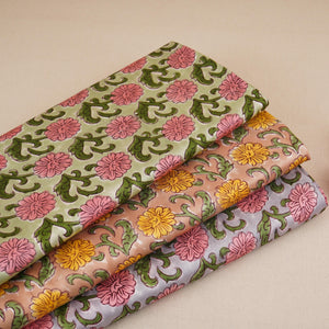 Yellow floral print Modal Satin Fabric AFI-29544 - TradeUNO
