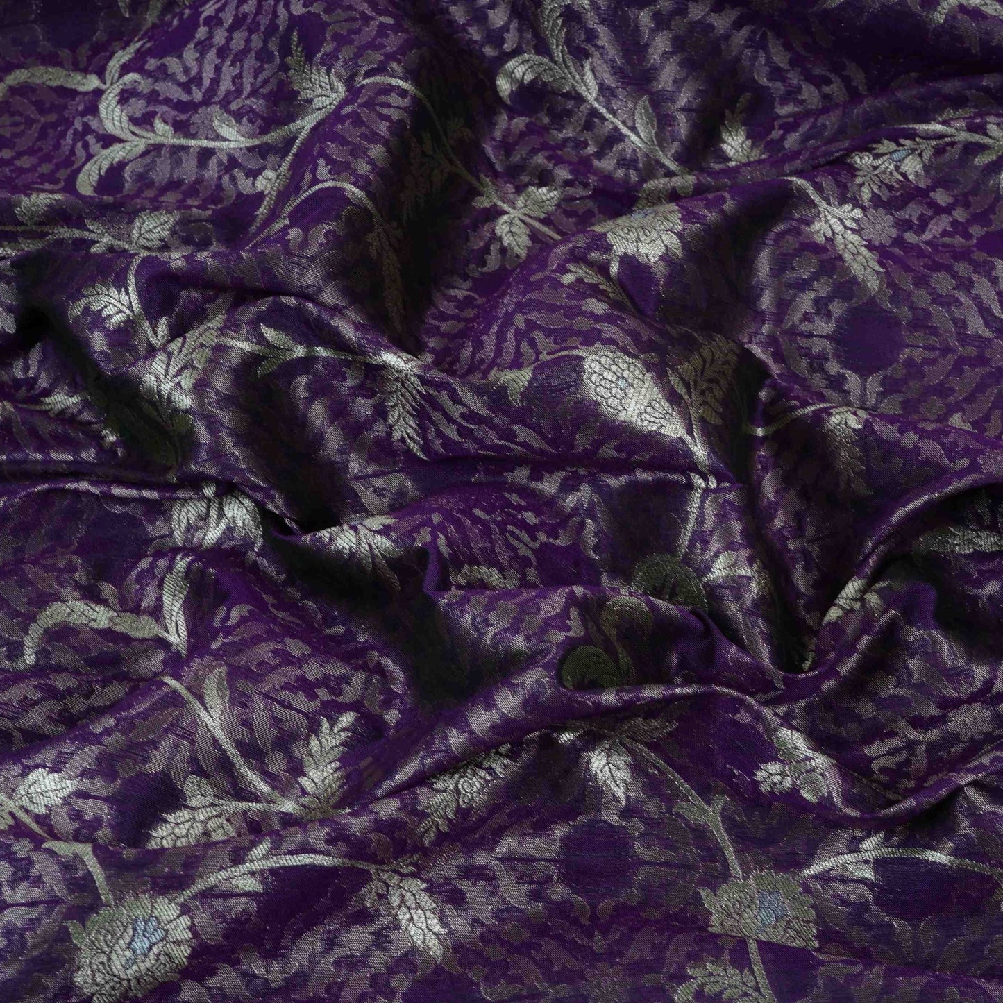 Purple Alfi Zari silver Meena Alfi Brocade Fabric HMSS-32735