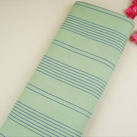 Green Stripes Print Cotton Linen SN-29504