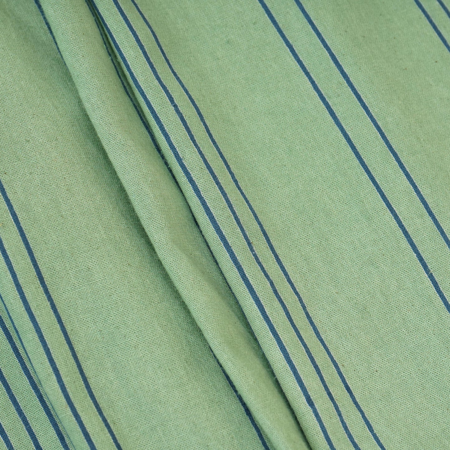 Green Stripes Print Cotton Linen SN-29504