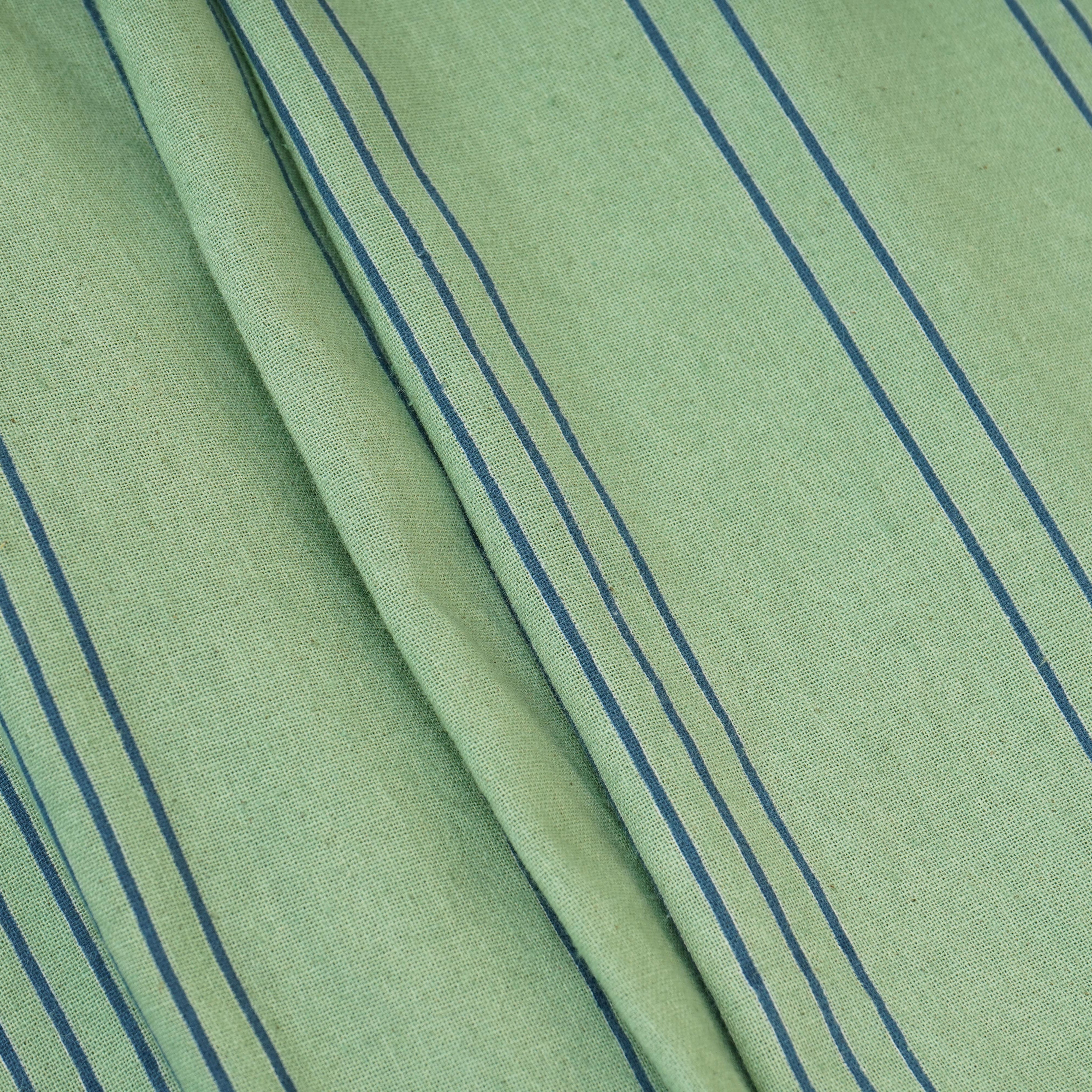 Green Stripes Print Cotton Linen SN-29504 - TradeUNO