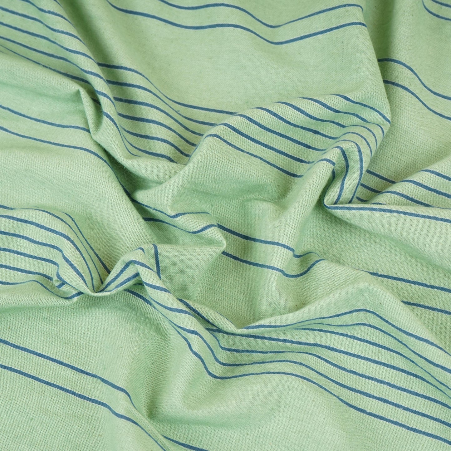 Green Stripes Print Cotton Linen SN-29504