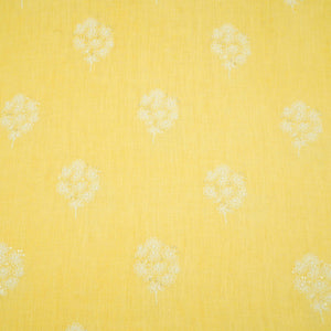Light Yellow floral embroidery Pure Linen Fabric SN-31145 - TradeUNO