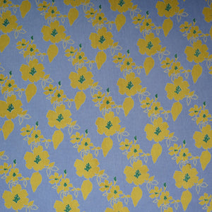 Sky Blue Floral Print Cotton Linen SN-29499 - TradeUNO