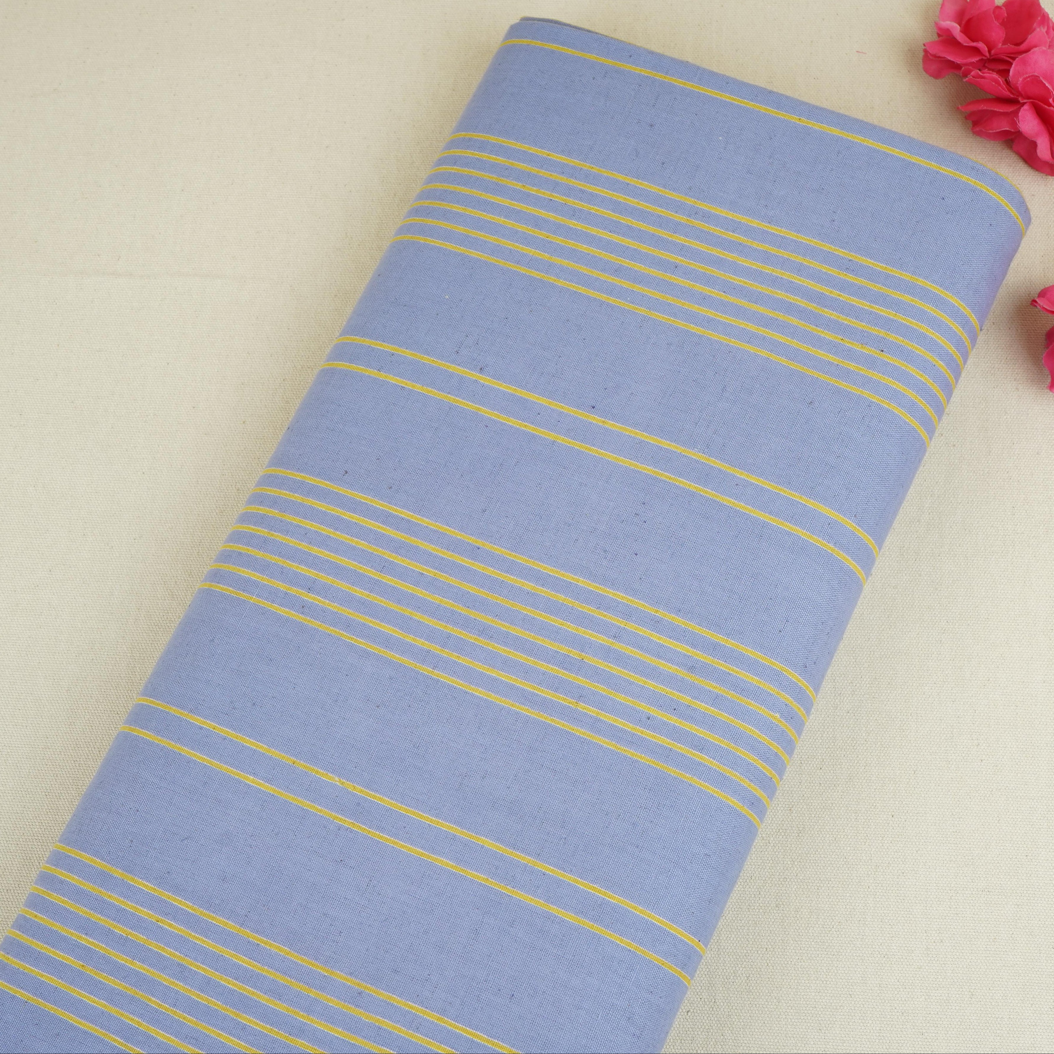 Sky Blue Stripes Print Cotton Linen SN-29500 - TradeUNO